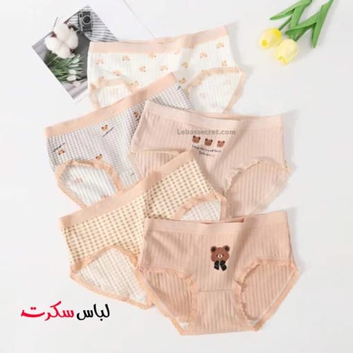 شورت نخی خرسی بسته 3عددی ls595