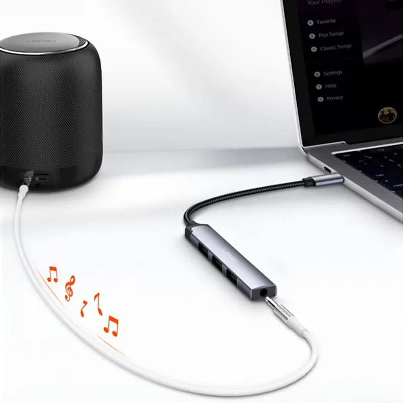 هاب چهار پورت تایپ سی و مبدل 3.5mm Jack الدینیو مدل DS-104C — تصویر ۹