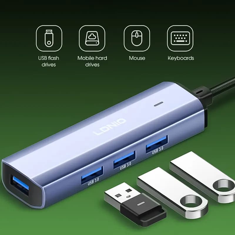 هاب چهار پورت USB و تایپ سی الدینیو مدل DS-114UC — تصویر ۵