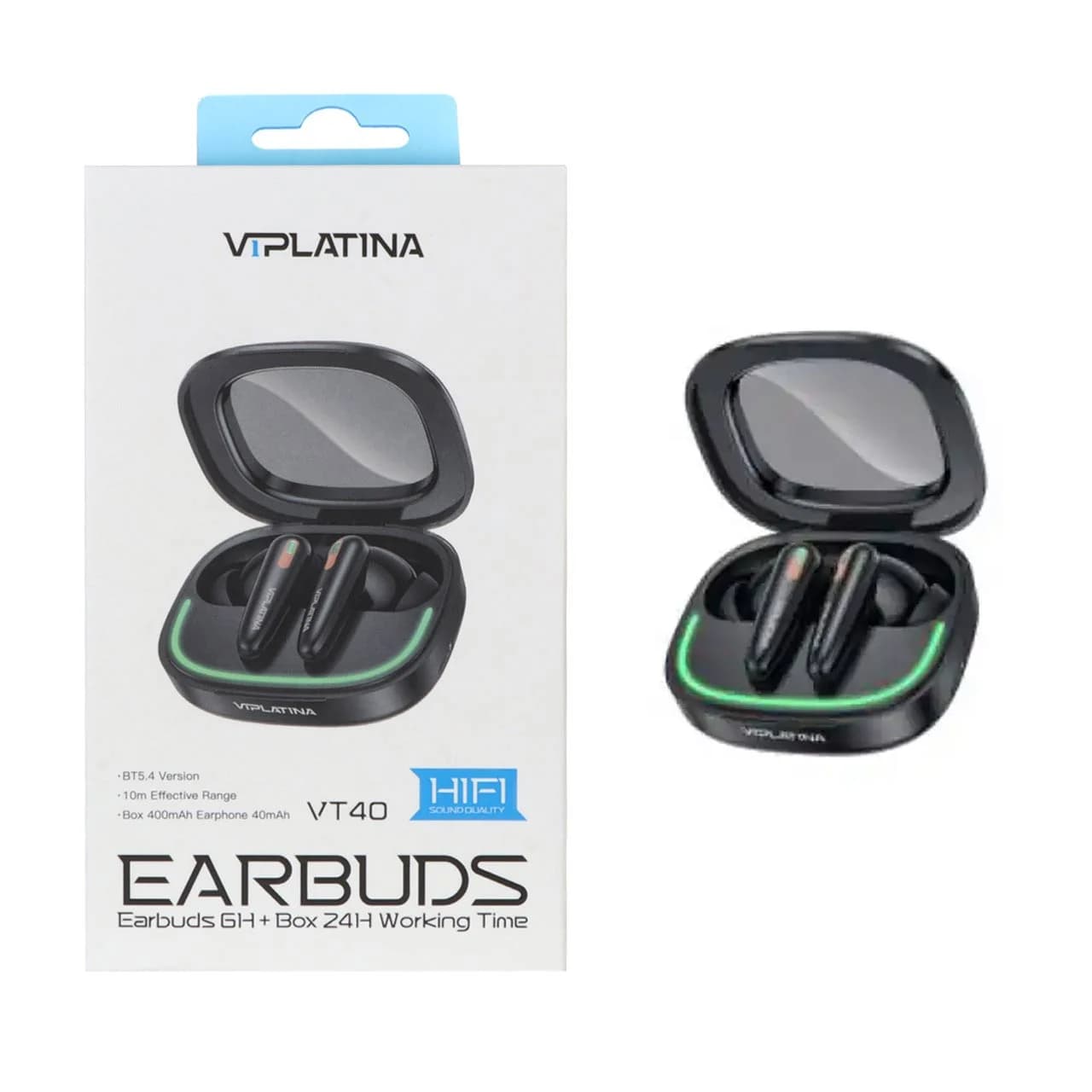 ایرفون بی سیم VIPLATINA مدل VT40 RGB- مشکی (گارانتی 12 ماه تعویض نیکان همراه) — تصویر ۲