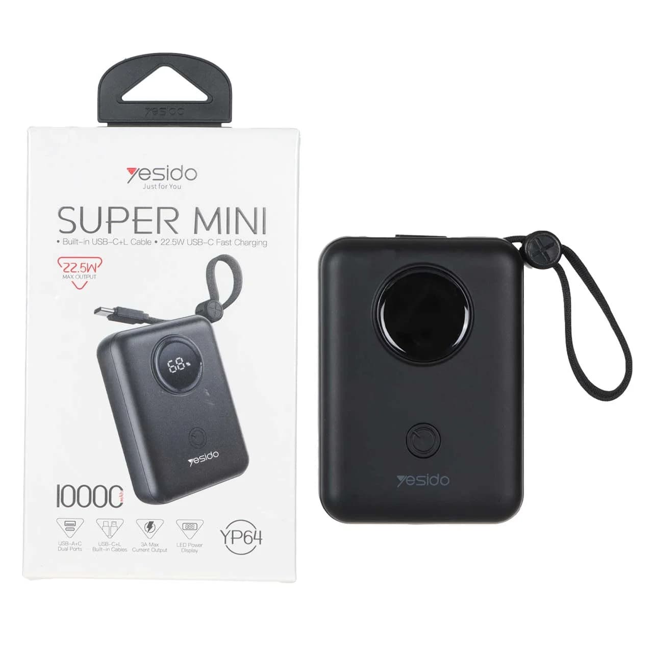 پاوربانک فست شارژ Yesido 10000mAh مدل YP64 22.5W – مشکی (گارانتی 12 ماه تعویض نیکان همراه) — تصویر ۲