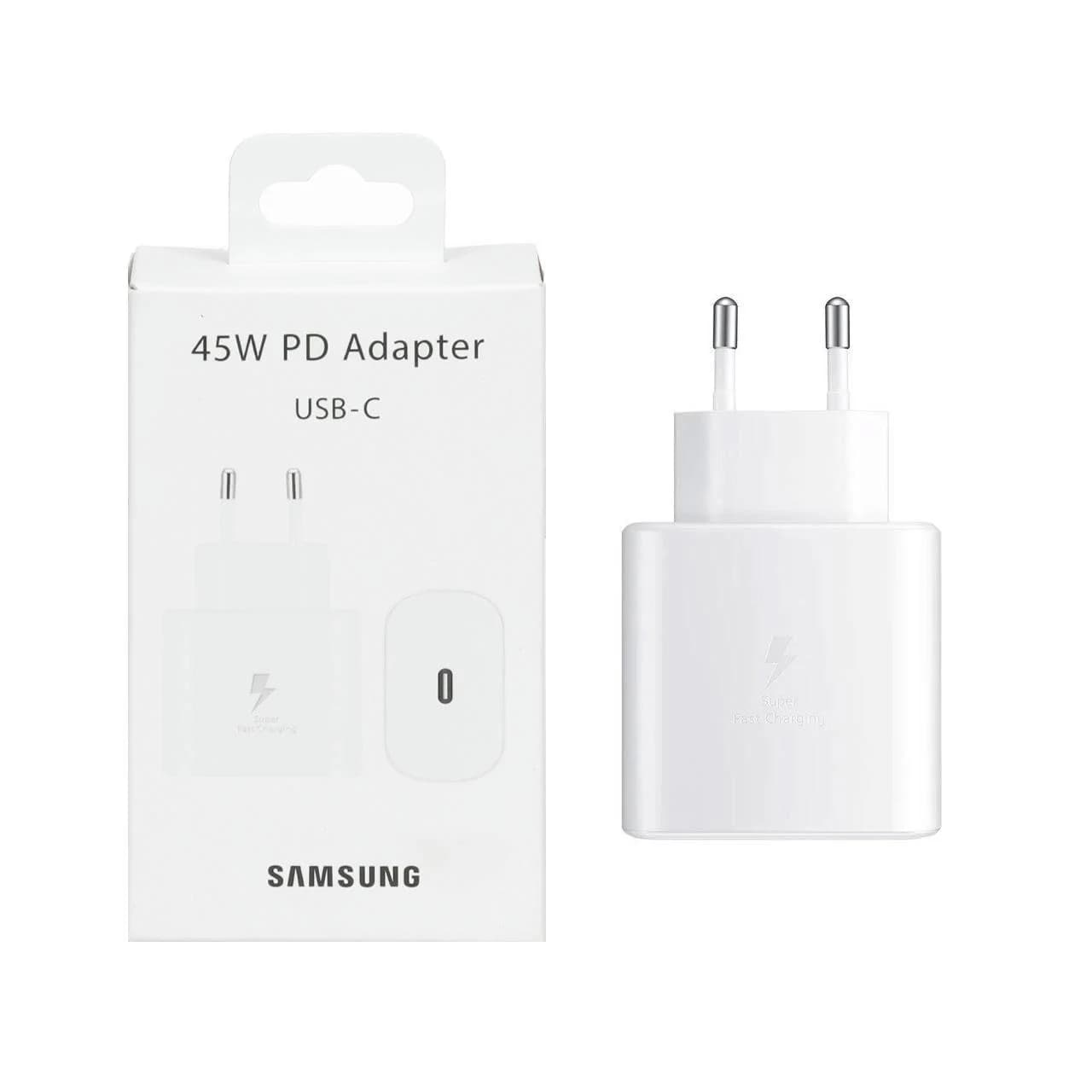 شارژر دیواری دو پین PD و فست تک پورت Samsung Type-C مدل TA845 45W – سفید (گارانتی شش ماهه AZR)