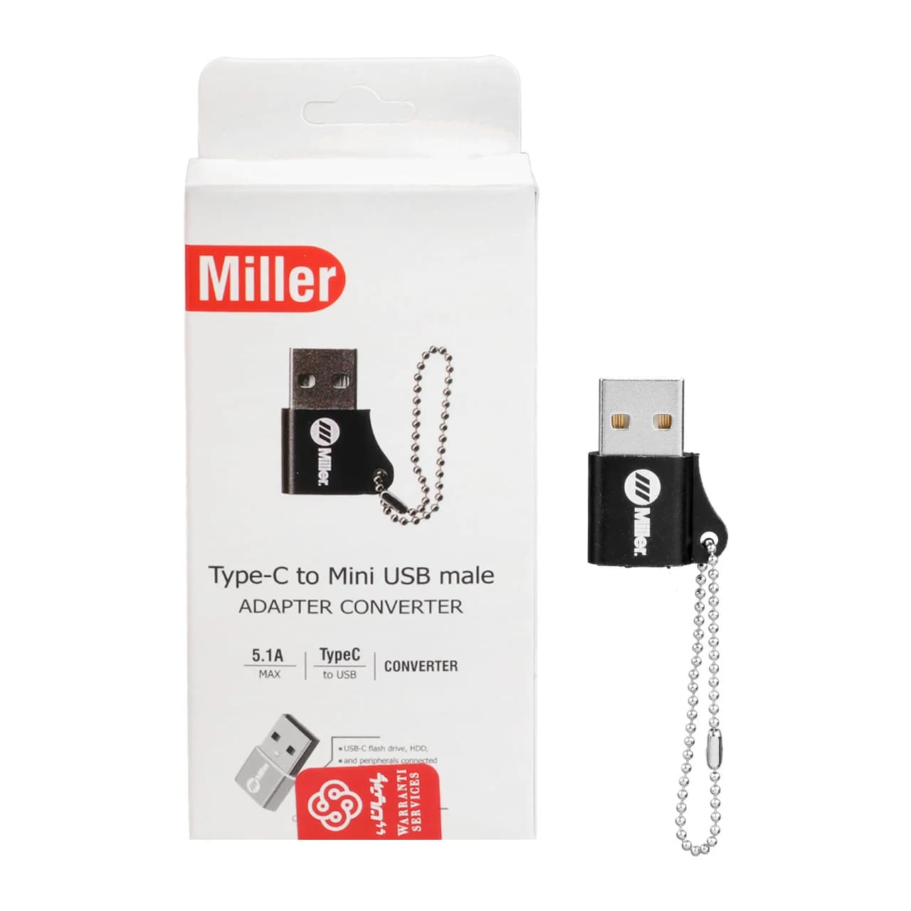 تبدیل Miller OTG USB TO Type-C مدل MO-201 – مشکی (گارانتی پارتیان پایا)