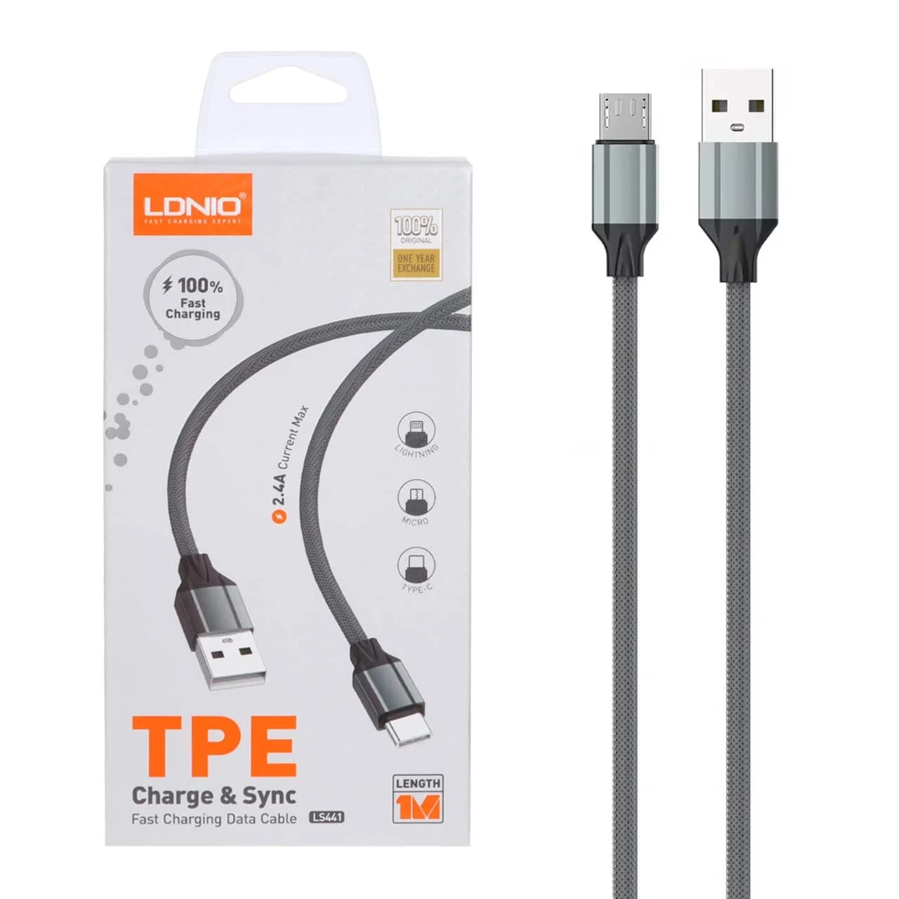 کابل شارژ فست اندروید LDNIO مدل LS441 – خاکستری — تصویر ۴