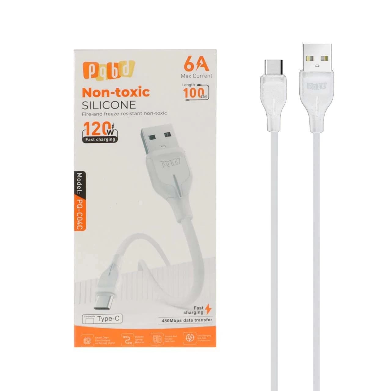 کابل شارژ فست pqbd Type-C مدل PQ-C04C 120W – سفید — تصویر ۳
