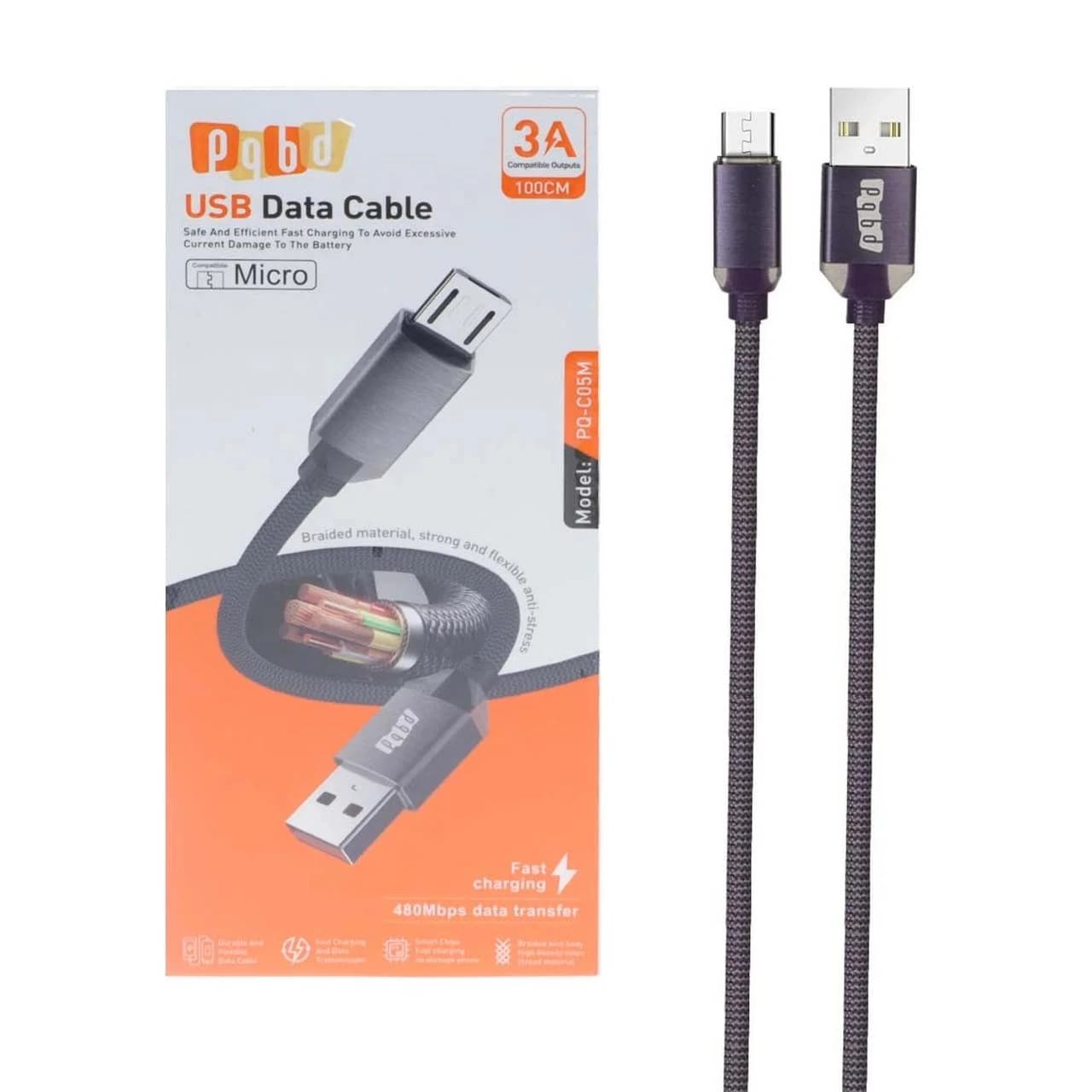 کابل شارژ فست اندروید pqbd مدل PQ-C05M – بنفش — تصویر ۲