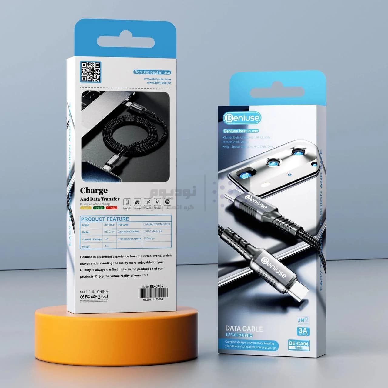 کابل شارژ PD و فست Beniuse Type-C To Type-C مدل BE-CA04 60W – مشکی — تصویر ۹
