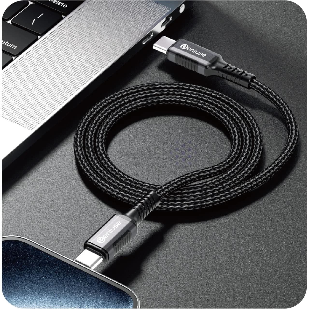 کابل شارژ PD و فست Beniuse Type-C To Type-C مدل BE-CA04 60W – مشکی — تصویر ۴