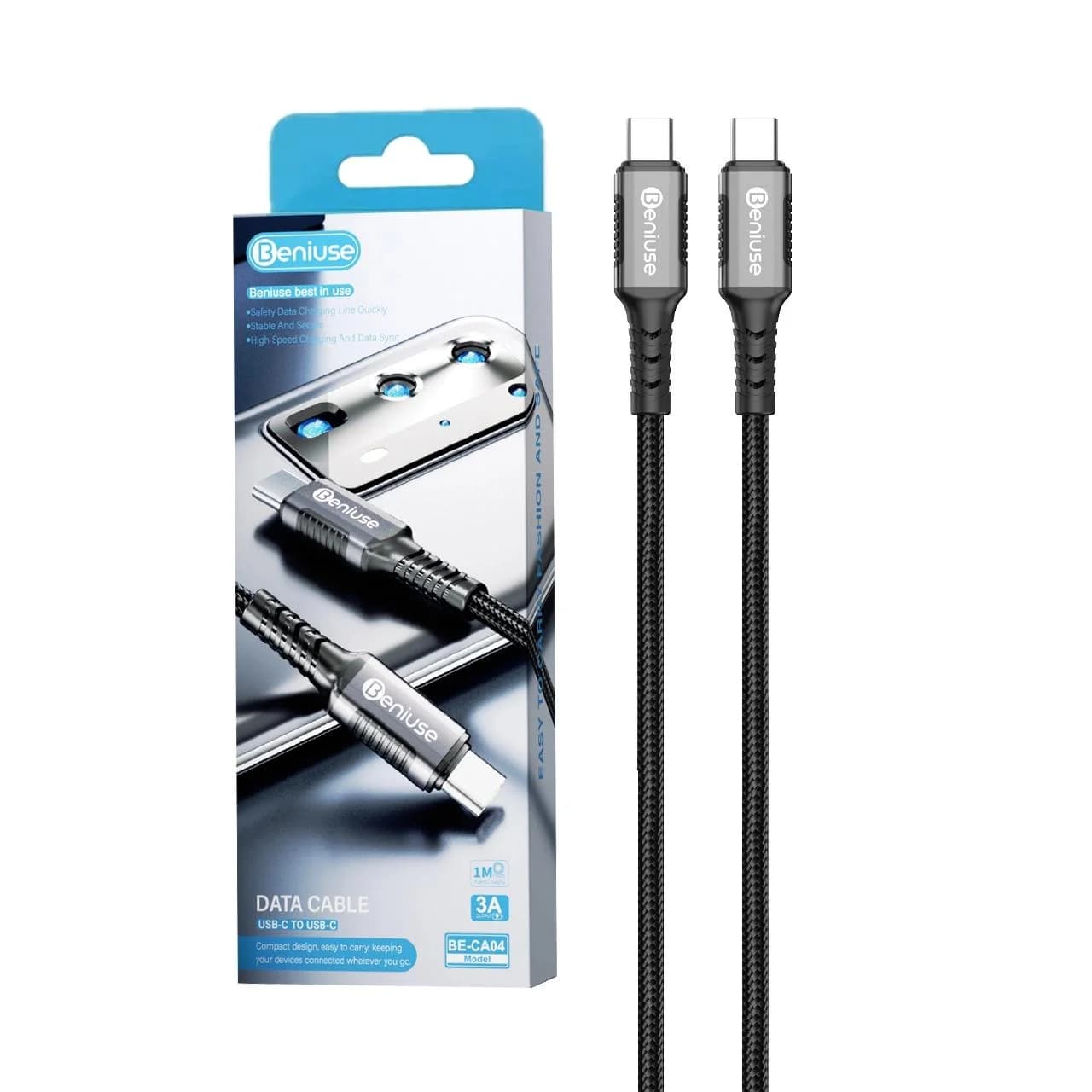 کابل شارژ PD و فست Beniuse Type-C To Type-C مدل BE-CA04 60W – مشکی — تصویر ۶