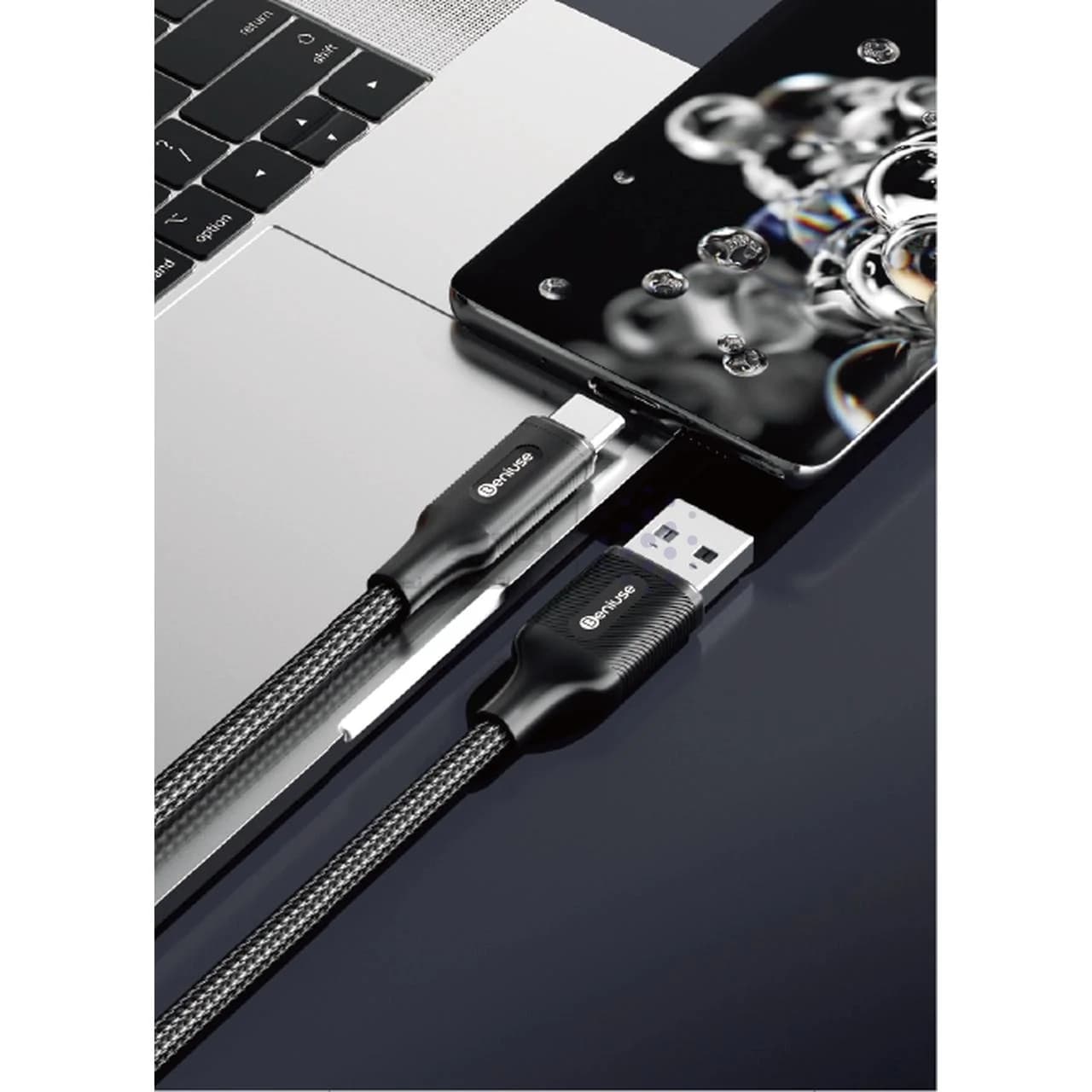 کابل شارژ PD و فست Beniuse Type-C To Type-C مدل BE-CA06 60W – مشکی — تصویر ۳