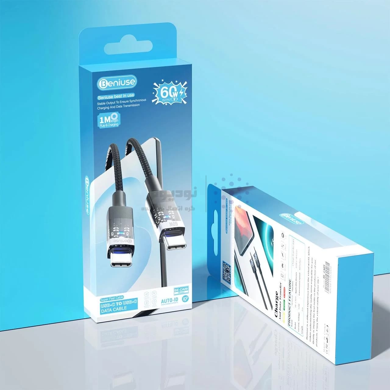 کابل شارژ PD و فست Beniuse Type-C To Type-C مدل BE-CA09 60W – مشکی — تصویر ۶