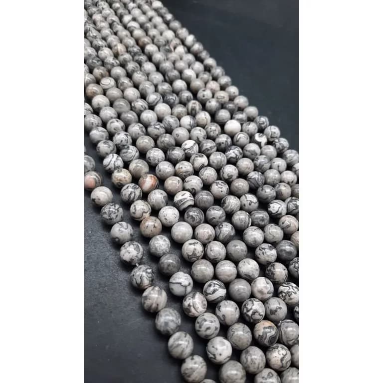 ریسه سنگ جاسپر پیکاسو سایز 8 کد10242 — تصویر ۳