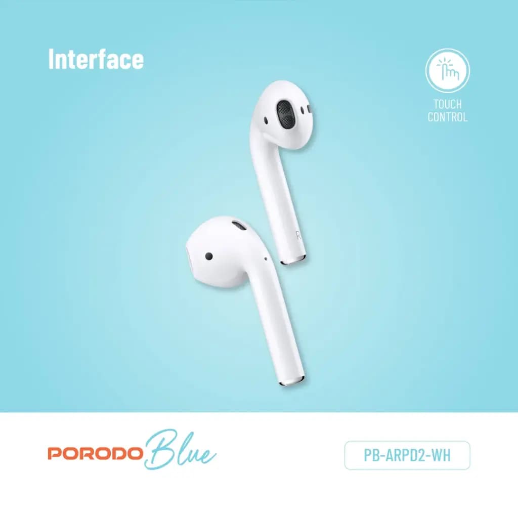 هندزفری بی‌سیم پرودو بلک مدل Porodo Blue Deep Bass Wireless Earbuds 2 – White — تصویر ۳