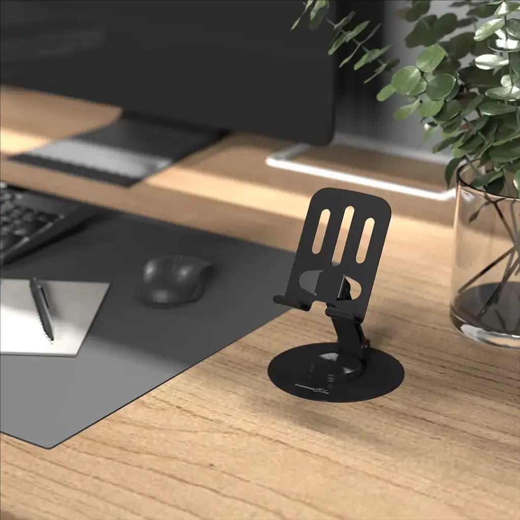پایه نگهدارنده رومیزی گوشی پرودو بلک مدل Porodo Blue Desktop Phone Holder 360deg Rotating Base – Black — تصویر ۳