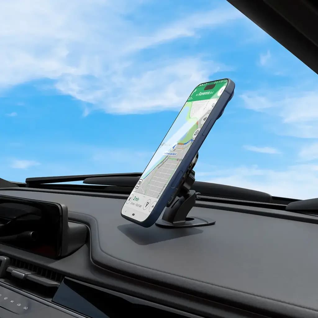پایه نگهدارنده مغناطیسی گوشی مگ‌سیف پرودو بلک مدل Porodo Blue MagSafe Car Phone Mount with Strong Magnetic Hold – Black — تصویر ۷