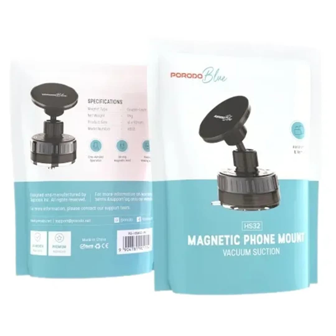 پایه نگهدارنده مغناطیسی گوشی پرودو بلک مدل Porodo Blue Magnetic Phone Mount – Black — تصویر ۳