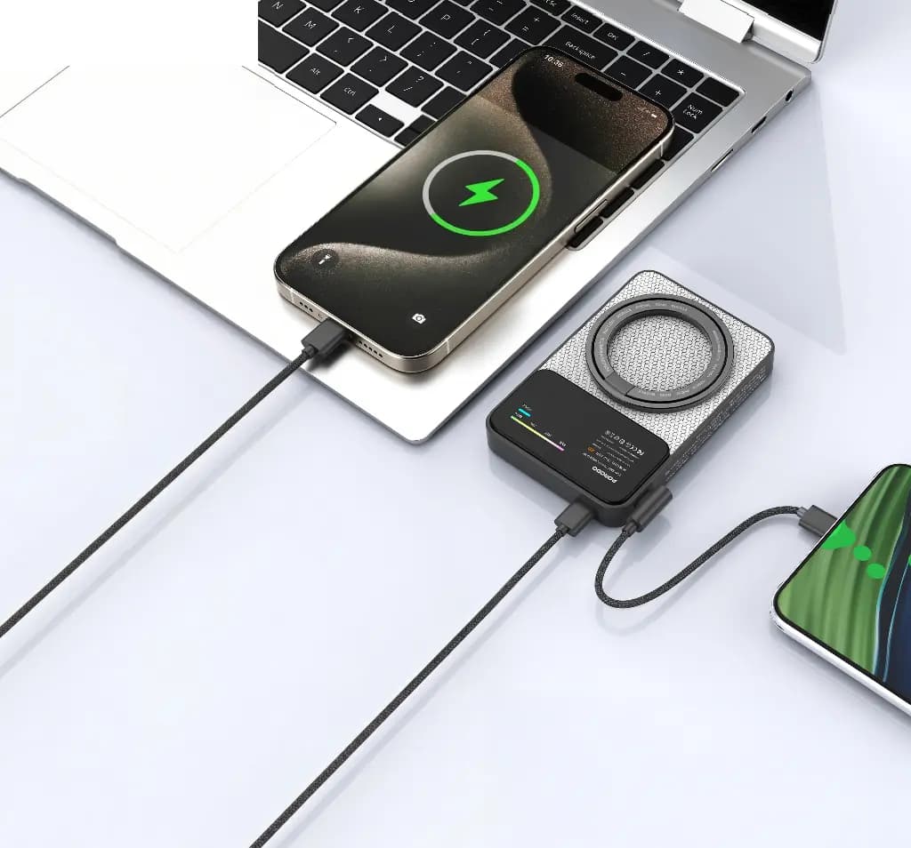 پاوربانک مگنتی پرودو مدل Porodo Yas 10000mAh Power Bank MagSafe Charging – Gray — تصویر ۸