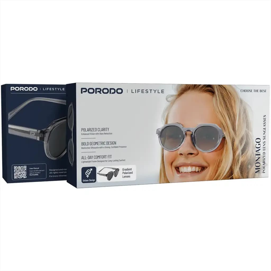 عینک آفتابی پلاریزه پرودو لايف استايل مدل Porodo Lifestyle Montago Polarized Lens Sunglasses – Silver — تصویر ۴