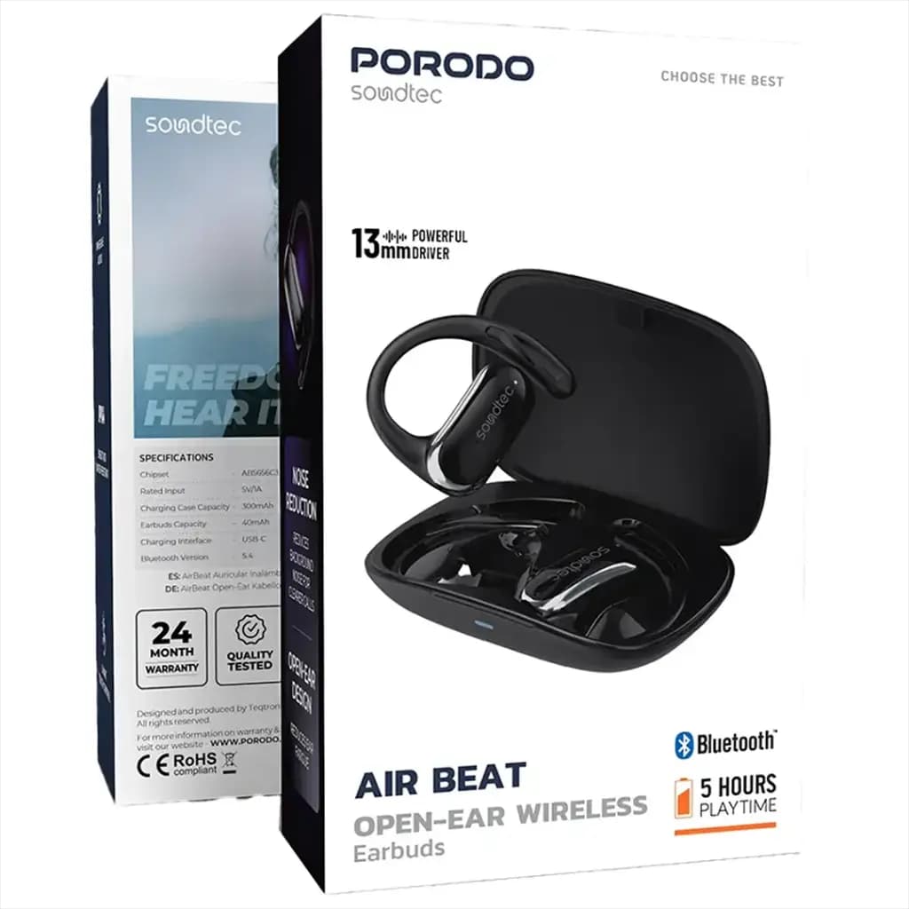هندزفری بی‌سیم اوپن ایر پرودو سوندتک مدل Porodo Soundtec Air Beat Open-Ear Wireless Earbuds — تصویر ۹