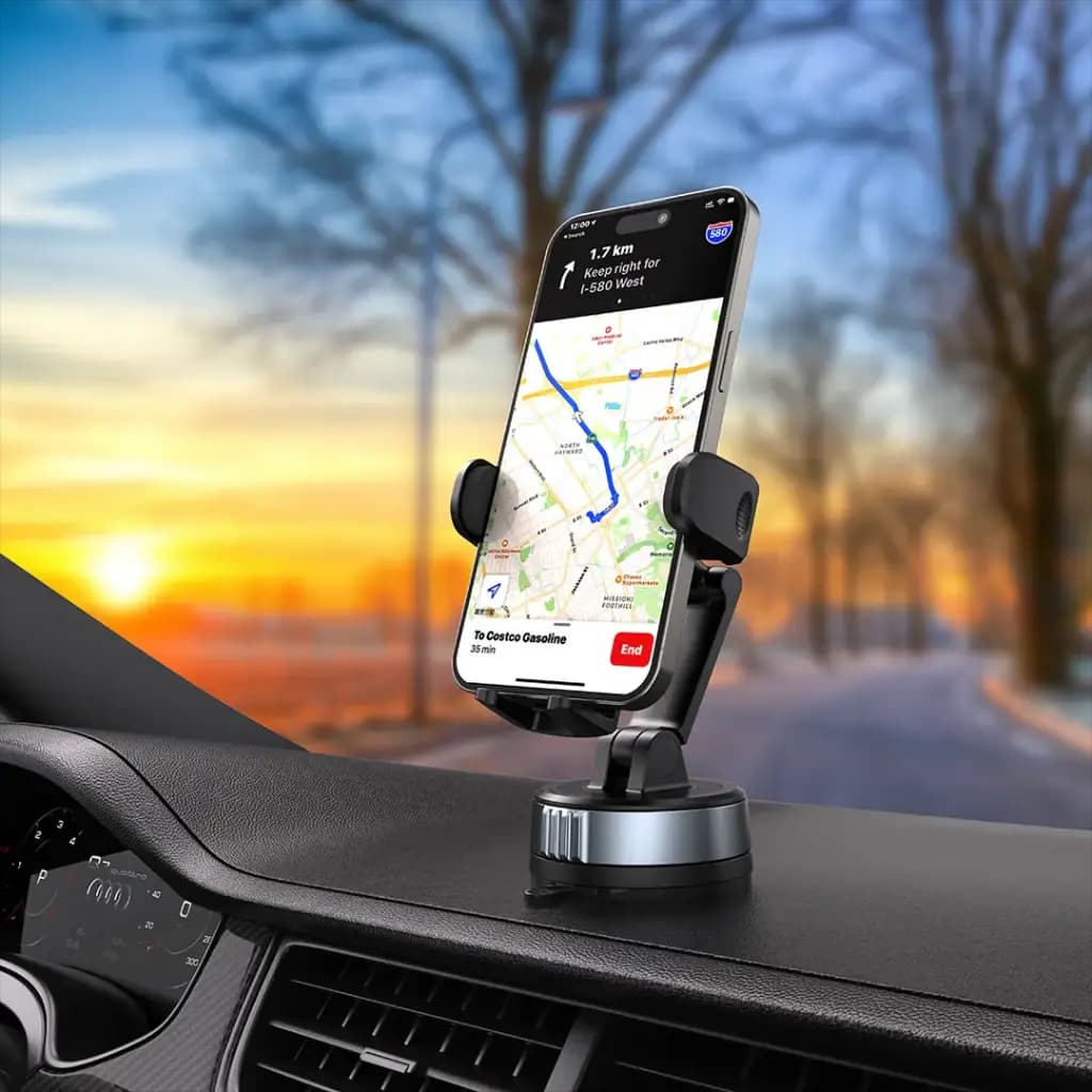 پایه نگهداری و هولدر گیره‌ای گوشی داخل خودرو پرودو مدل Porodo Robson Cradle Suction Phone Holder – Black — تصویر ۸
