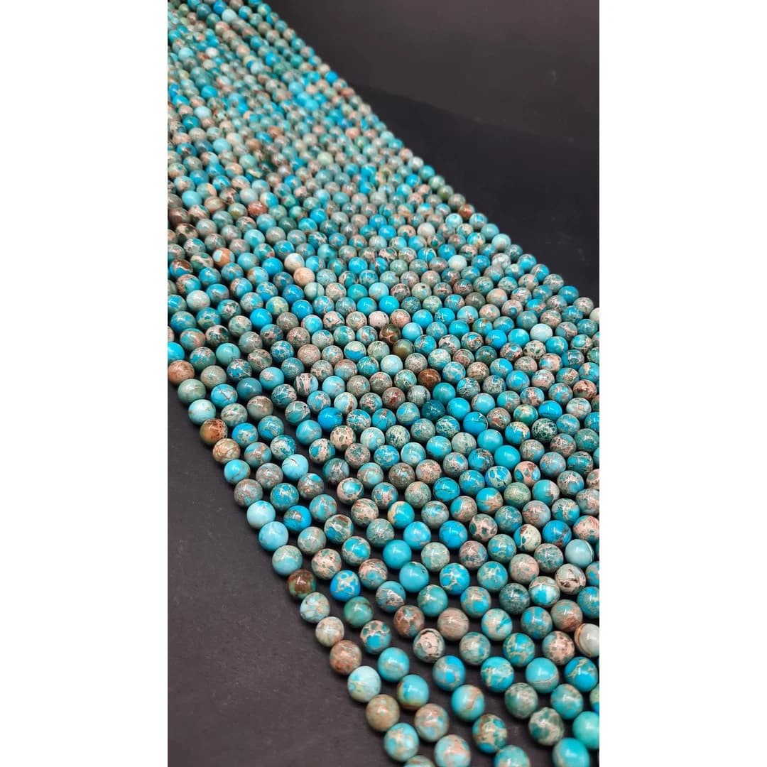 ریسه سنگ فیروزه آفریقایی سایز 8 کد8150 — تصویر ۲