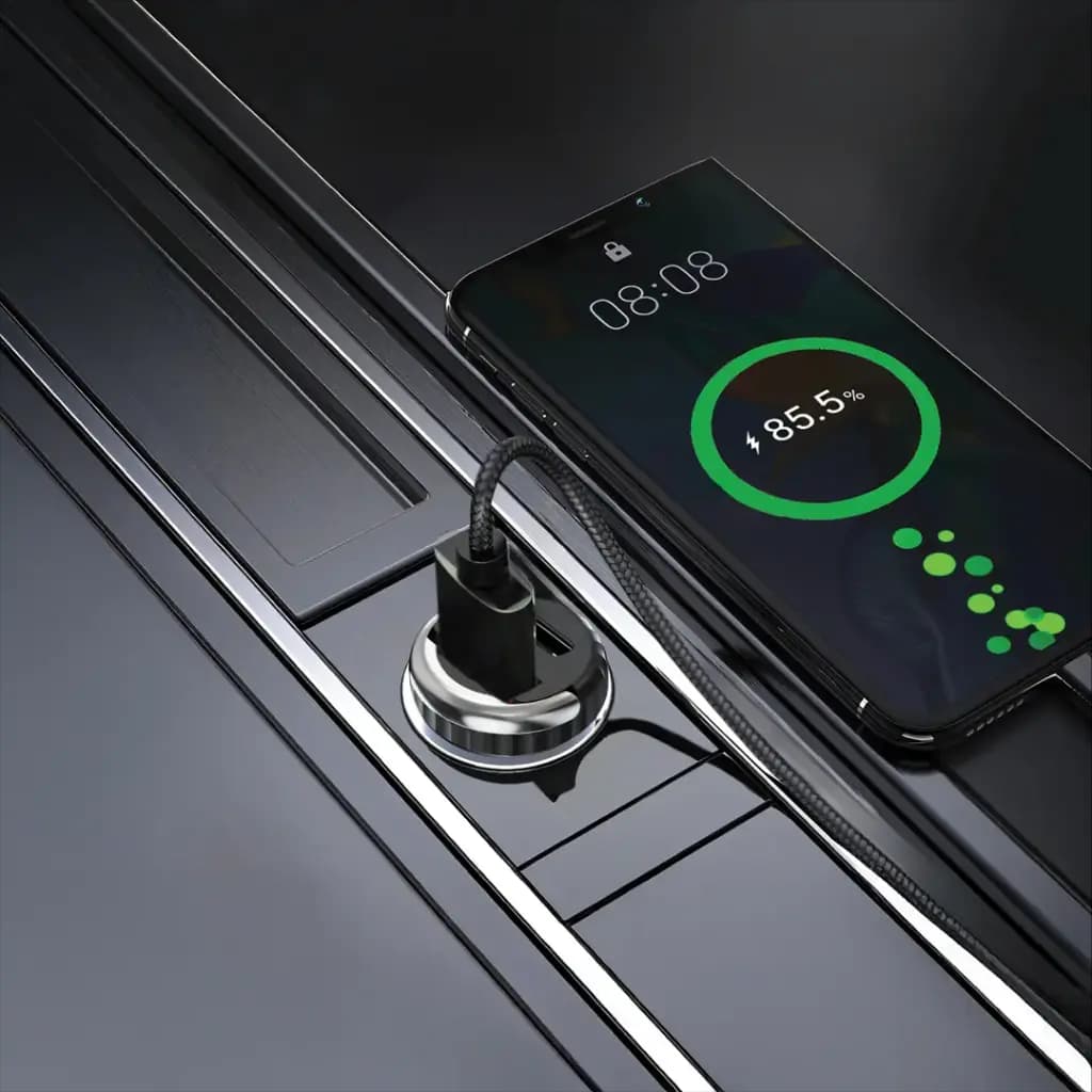 شارژر فندکی شفاف دو پورت پرودو مدل Porodo Dual Port Transparent Car Charger with Pull-Ring Handle – Black — تصویر ۱۱