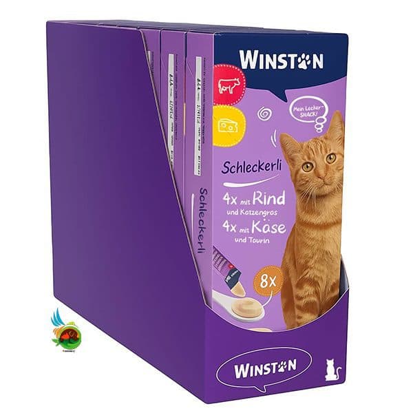 بستنی گربه وینستون با طعم گوشت و پنیر Winston mit rind &amp; cheese پک ۷۲ عددی