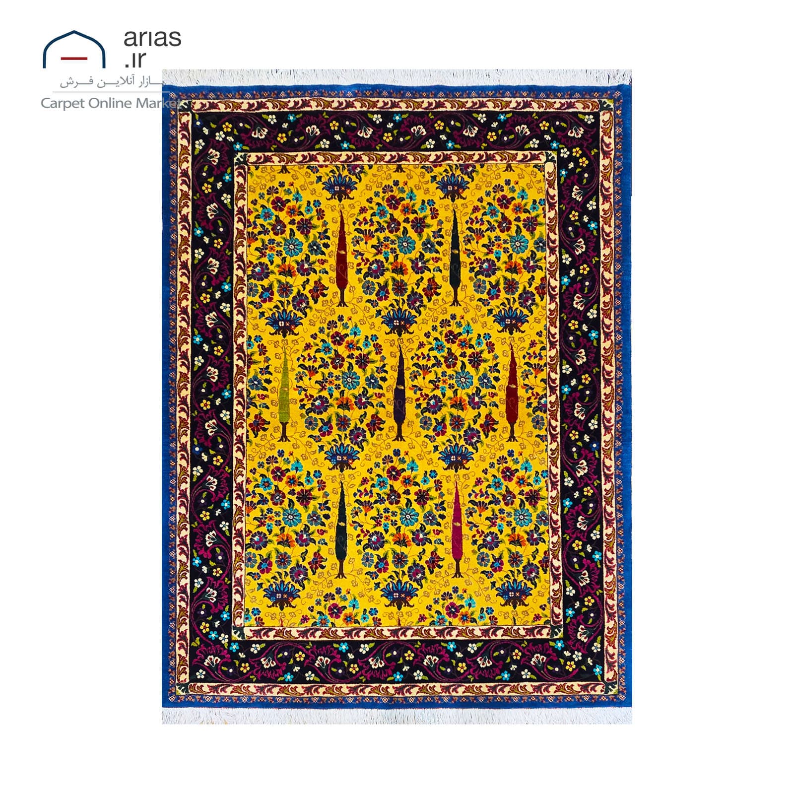فرش دستباف 3 متری قشقایی زمینه طلایی کد D14151A