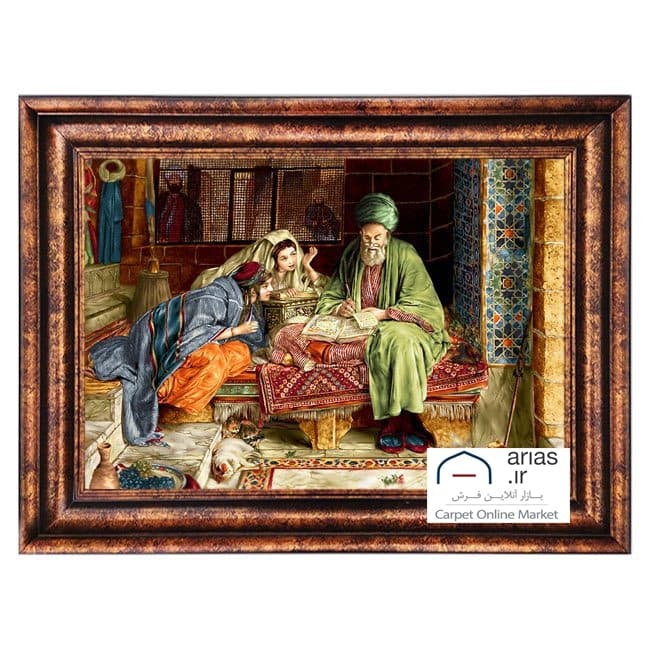 تابلو فرش ماشینی افقی طرح فرانسوی فالگیر کد T20491M