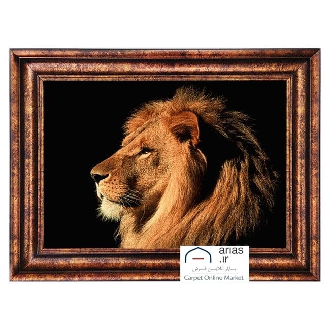 تابلو فرش ماشینی افقی طرح گله شیر کد T20426M