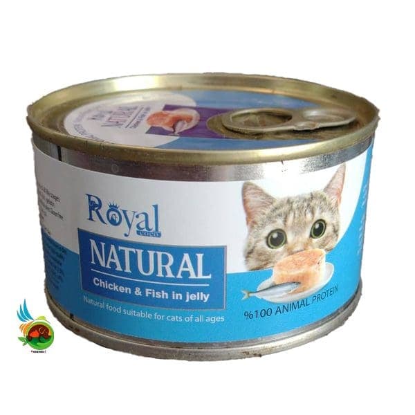 کنسرو نچرال گربه رویال کوکو طعم مرغ و ماهی در ژله Royal coco chicken & fish in jelly وزن 220 گرم