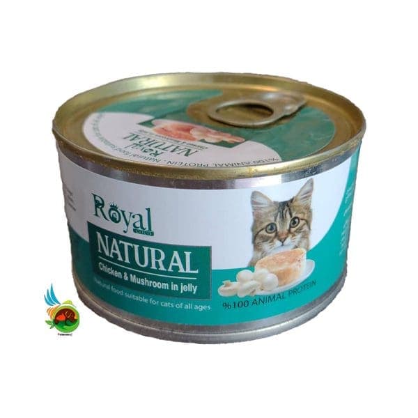کنسرو نچرال گربه رویال کوکو طعم مرغ و قارچ در ژله Royal coco chicken & mushroom in jelly وزن 220 گرم — تصویر ۲