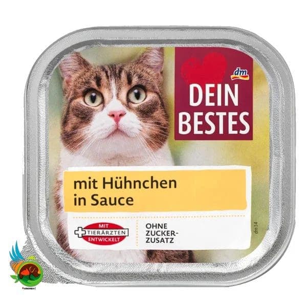 ووم گربه دین بستس طعم مرغ در سس Dein bestes mit huhnchen in sauce وزن 100 گرم