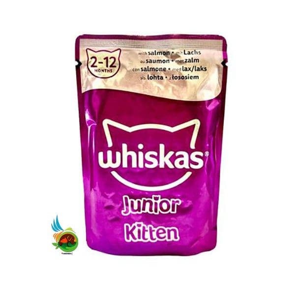پوچ بچه گربه ویسکاس طعم ماهی سالمون Whiskas with salmon mit lachs وزن 85 گرم