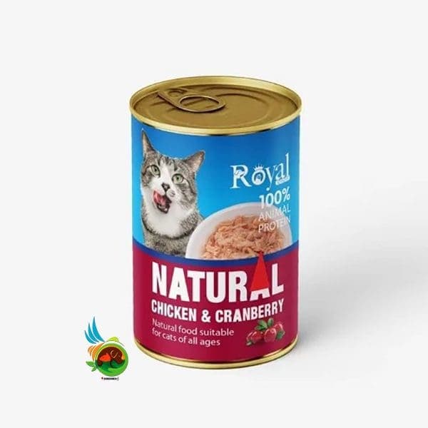 کنسرو نچرال گربه رویال کوکو با طعم مرغ و کرنبری Royal coco وزن 380 گرم — تصویر ۳