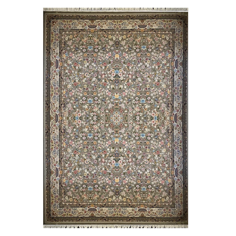 فرش ماشینی ۱۲۰۰ شانه زمینه گردویی کدSH-1239