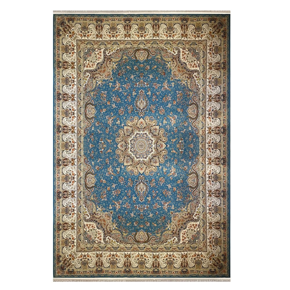 فرش ماشینی 1500 شانه زمینه آبی SH-1522
