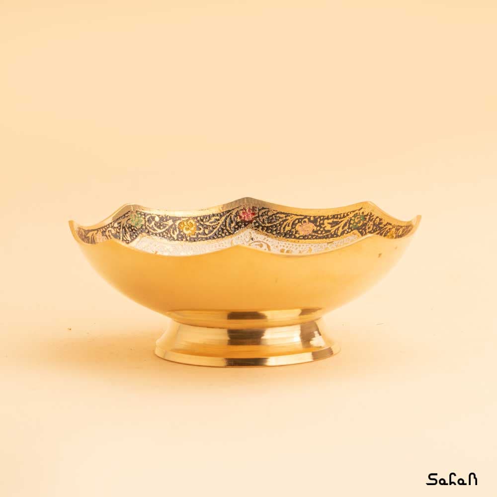 کاسه برنجی میناکاری مدل گل درهم مدل 2 — تصویر ۵