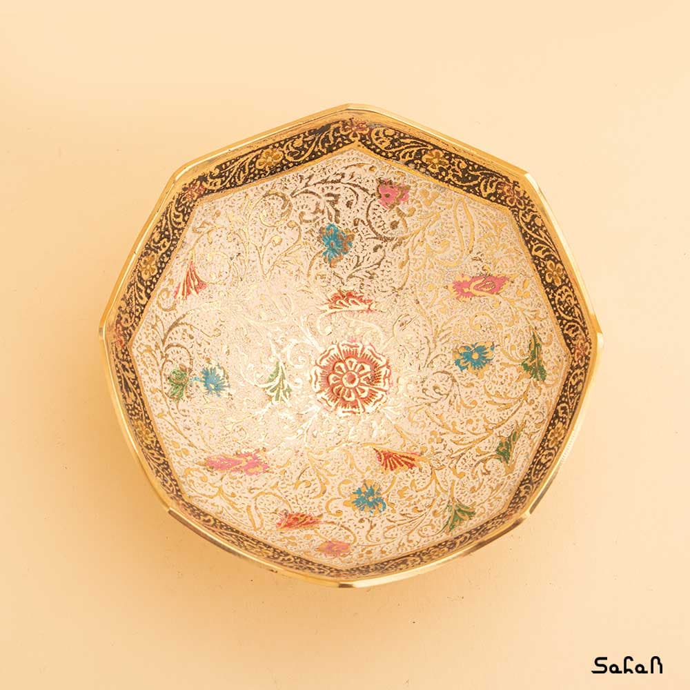 کاسه برنجی میناکاری مدل گل درهم مدل 2