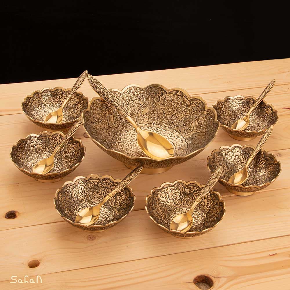 ست آجیل خوری برنجی آنتیک کد 330
