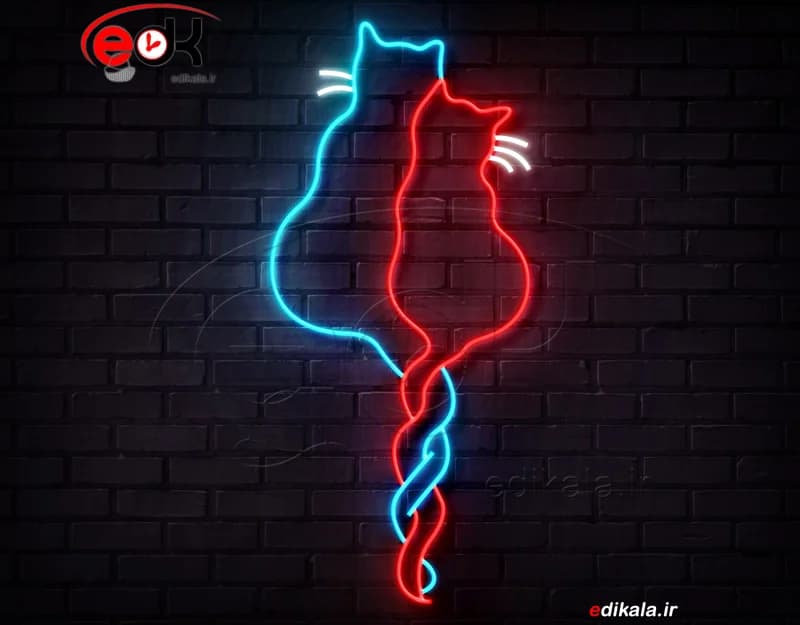 تابلو نئون طرح گربه شماره 71 در ابعاد مختلف + آداپتور + فایل لایه باز