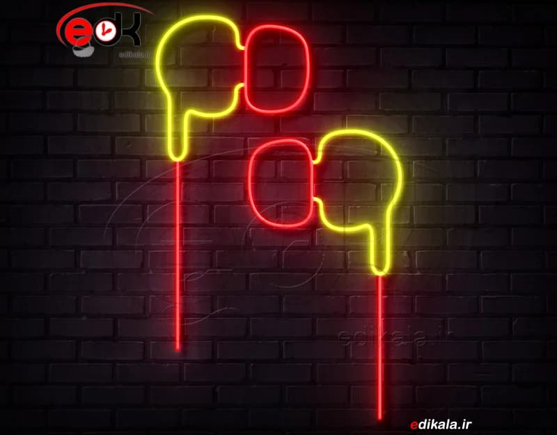 تابلو نئون طرح هندزفری شماره 2 در ابعاد مختلف +آداپتور+ فایل لایه باز