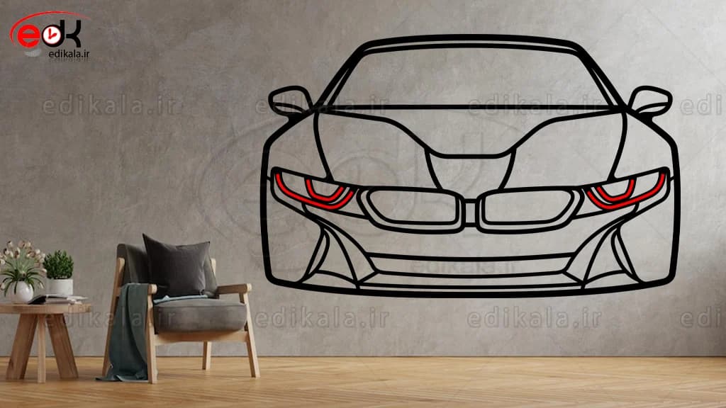 تابلو طرح ماشین BMW شماره 6 با چراغ نئون+آداپتور+با انتخاب سایز دلخواه — تصویر ۷