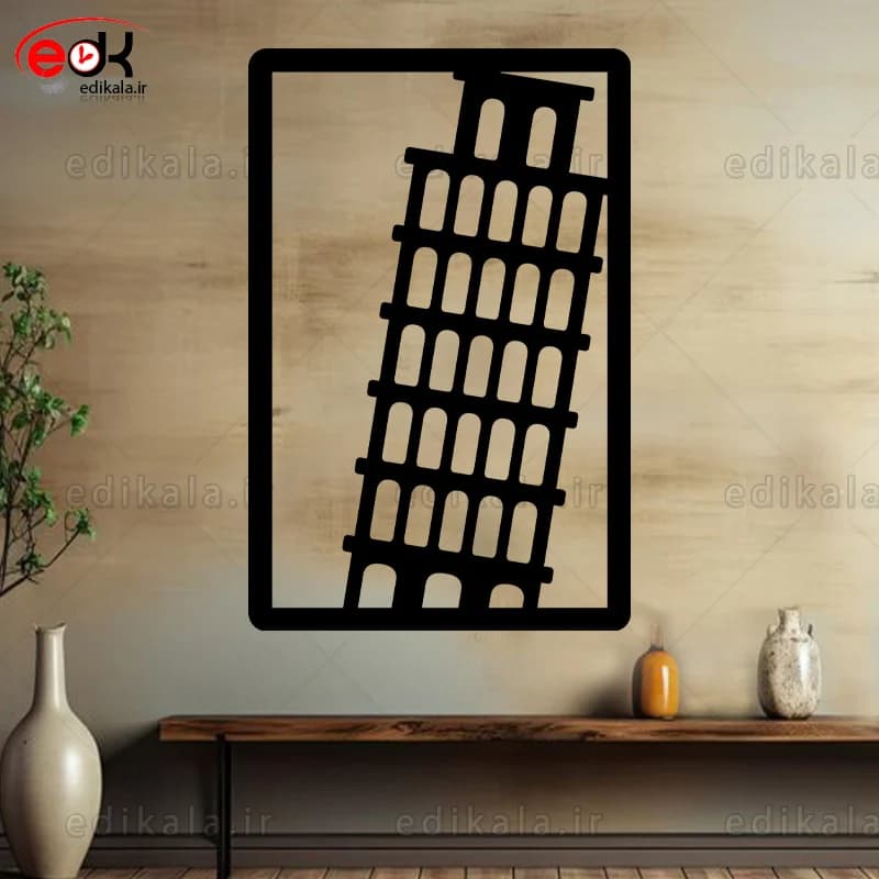 آینه دکوراتیو طرح برج پیزا شماره 1 در پنج رنگ و ابعاد انتخابی+فایل کورل — تصویر ۲