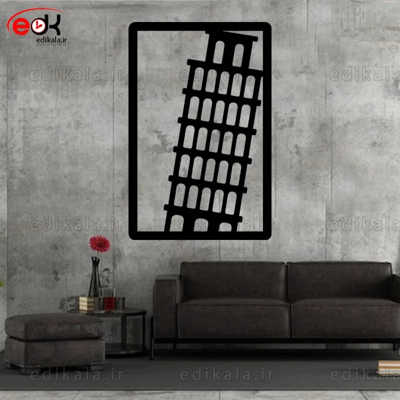 آینه دکوراتیو طرح برج پیزا شماره 1 در پنج رنگ و ابعاد انتخابی+فایل کورل — تصویر ۳