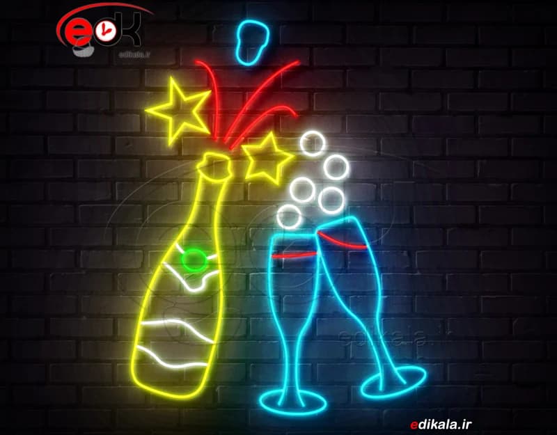 تابلو نئون طرح نوشیدنی شماره 31 در ابعاد مختلف + آداپتور+فایل کورل آماده برش — تصویر ۲