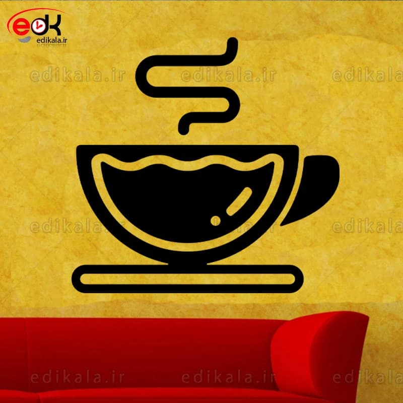 آینه دکوراتیو طرح فنجان قهوه شماره 11 در پنج رنگ و ابعاد انتخابی+فایل کورل — تصویر ۲