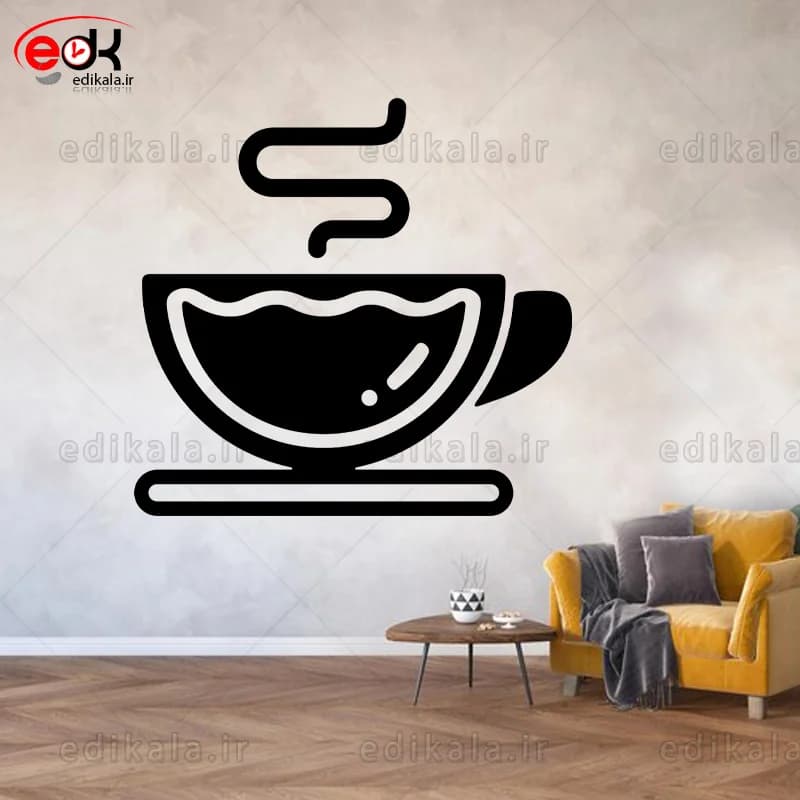 آینه دکوراتیو طرح فنجان قهوه شماره 11 در پنج رنگ و ابعاد انتخابی+فایل کورل — تصویر ۴