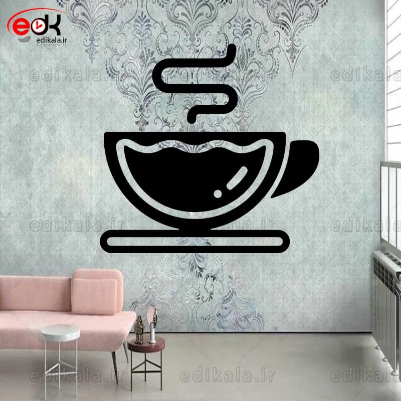 آینه دکوراتیو طرح فنجان قهوه شماره 11 در پنج رنگ و ابعاد انتخابی+فایل کورل — تصویر ۳