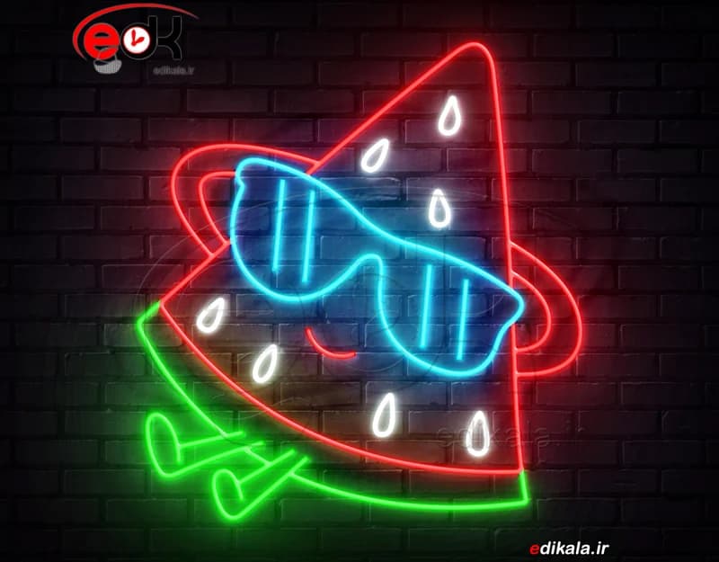 تابلو نئون طرح هندوانه شماره 3 در ابعاد مختلف +آداپتور+ فایل لایه باز — تصویر ۵